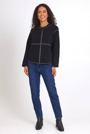 Contrast Stitch Cardy – Black