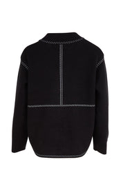 Contrast Stitch Cardy – Black