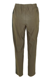 Product shot of the Stretch Jeanie Pant in colour Khaki (Green), from the back