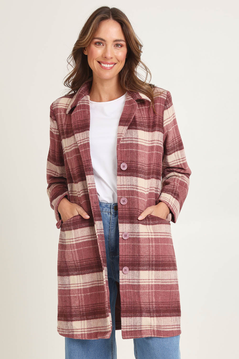 Check Coat – Pink