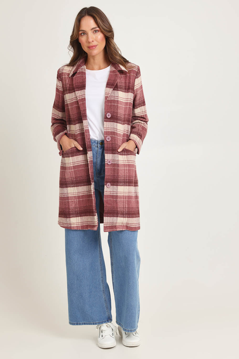 Check Coat – Pink