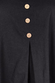 Product shot of the Invert Cotton Linen Blend Dress – Black in colour Black, showing detail
