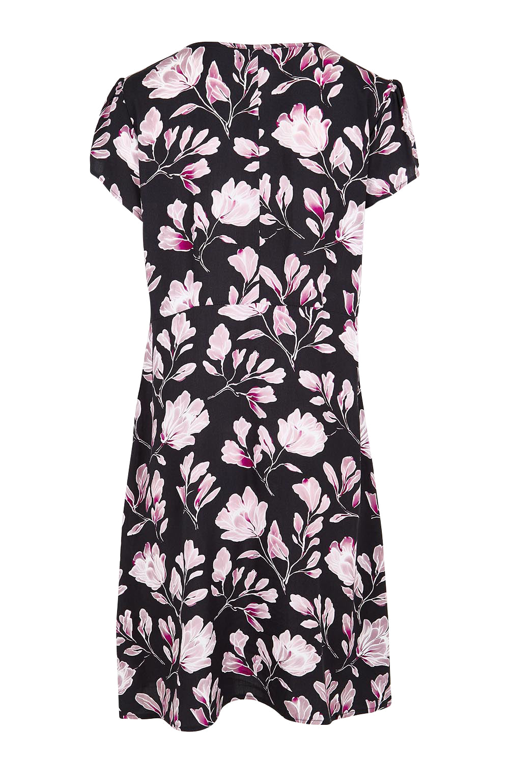 Product shot of the Kirra Pintuck Dress – Blkfloral in colour Blkfloral, from the back
