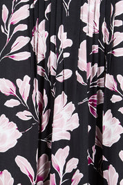 Product shot of the Kirra Pintuck Dress – Blkfloral in colour Blkfloral, showing detail