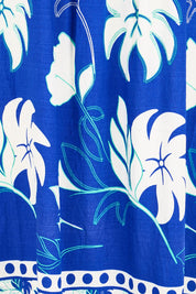 Product shot of the Sun Dress – Royal in colour Royal, showing detail