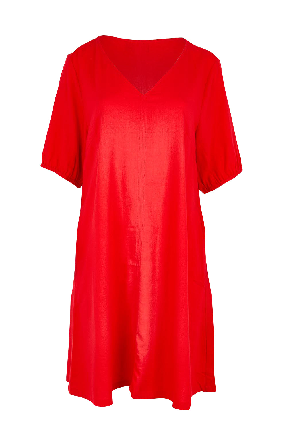 Product shot of the Core Linen V Shift Dress – Lipstick in colour Lipstick, from the front