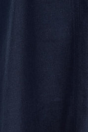 Product shot of the Core Linen V Shift Dress – Navy in colour Navy, showing detail