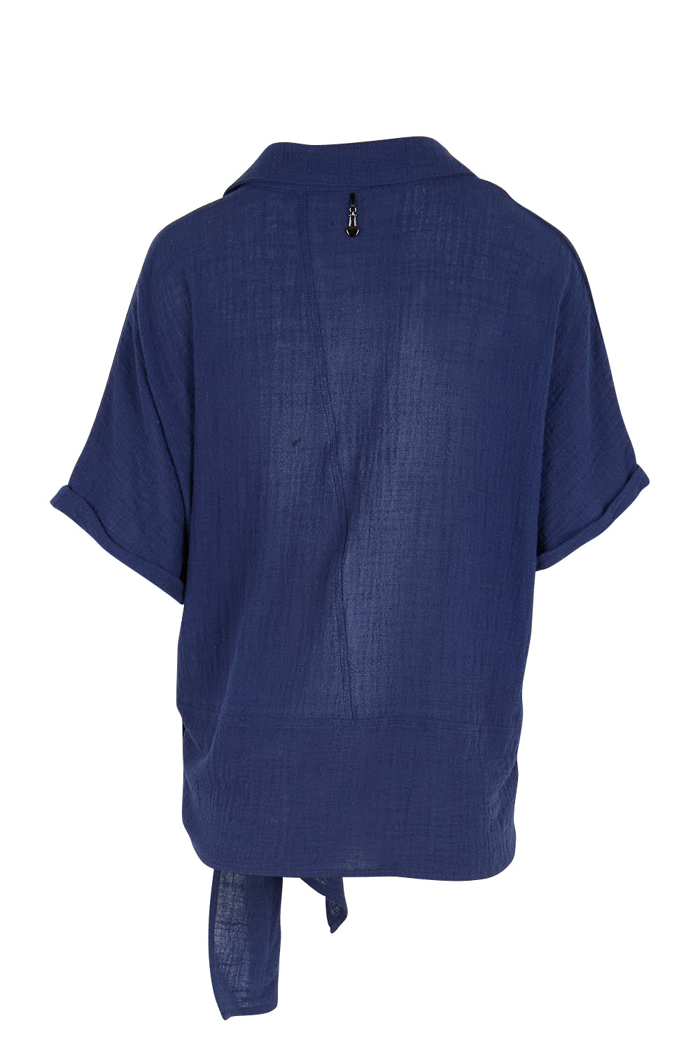 Product shot of the Core Wrap Over Top – Navy in colour Navy, from the back