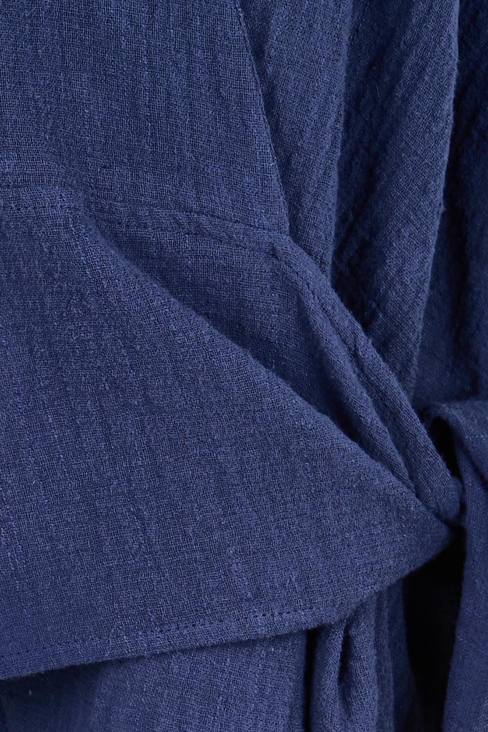 Product shot of the Core Wrap Over Top – Navy in colour Navy, showing detail