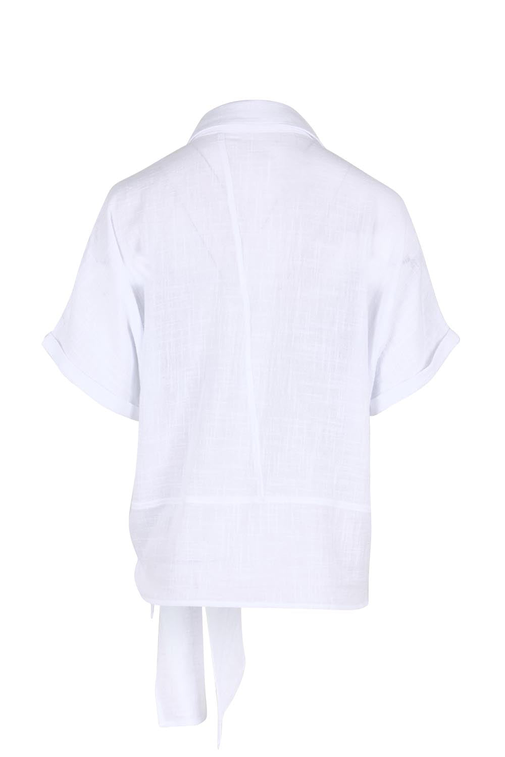 Product shot of the Core Wrap Over Top – White in colour White, from the back