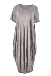 Product shot of the In Bloom Flowing Dress in colour Oatmeal, from the front