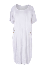 Product shot of the Happy Petals Bounce Dress in colour White (White), from the front