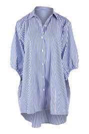 Preloved Oversized Stripe Shirt - Navy