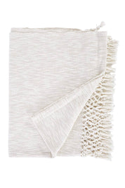 Product shot of the Crossed Fringe Throw in colour White (White), from the front