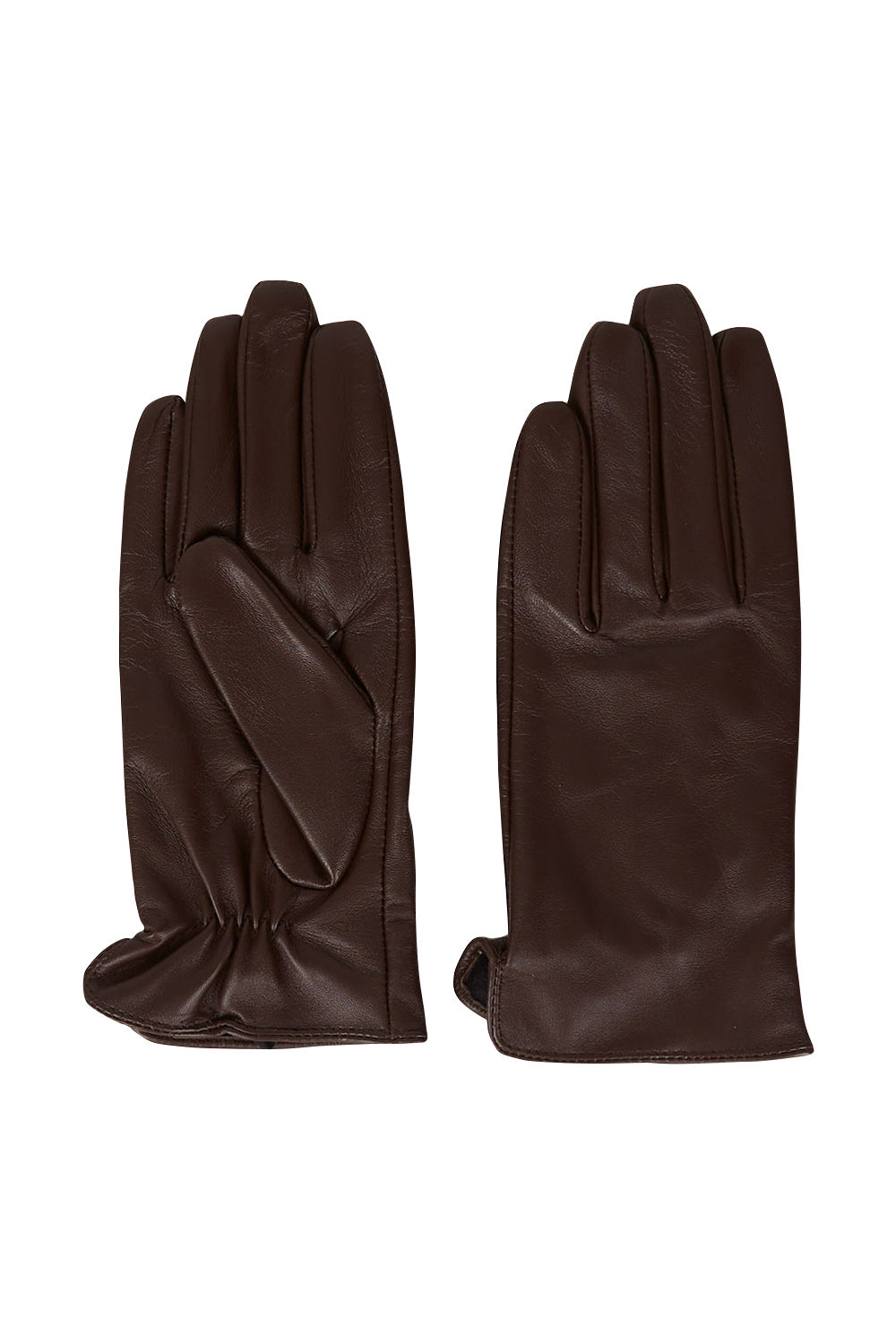 Product shot of the Classic Leather Gloves in colour Chocolate, from the front