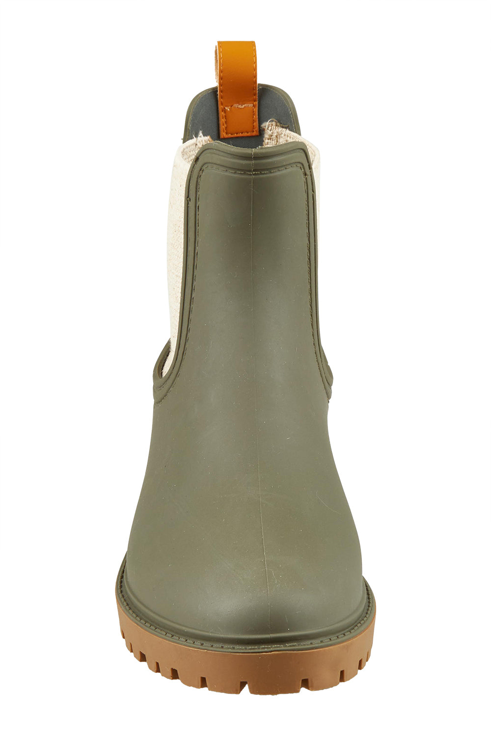 Product shot of the Laurina2 Gumboot in colour Olive (Green), detail