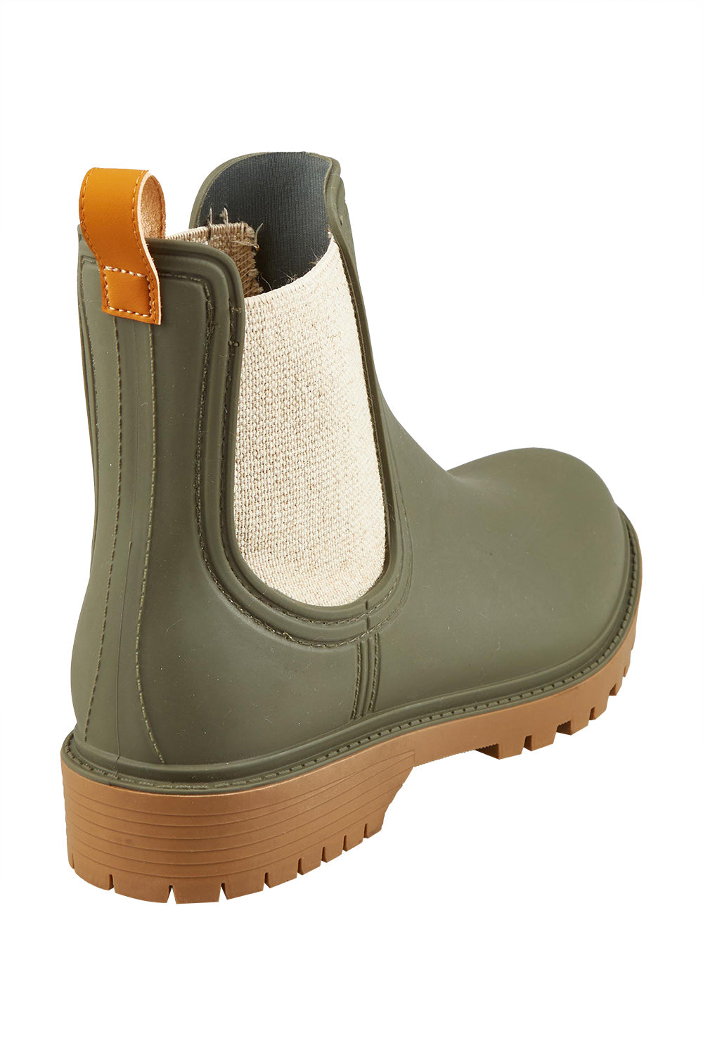 Product shot of the Laurina2 Gumboot in colour Olive (Green), detail