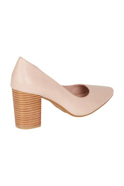 Product shot of the Sabena Leather Heel in colour Dknude, from the back