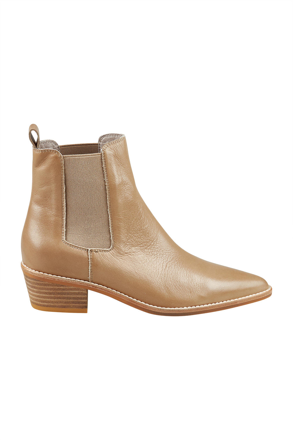 Product shot of the Danelle Leather Ankle Boot in colour Smoke (Grey), from the front