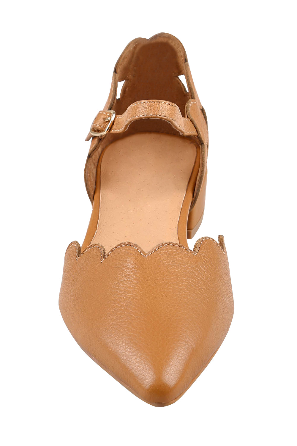 Product shot of the Ega Leather Sandal in colour Darktan, detail