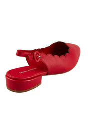 Product shot of the Elgins Leather Ballet in colour Red (Red), from the back