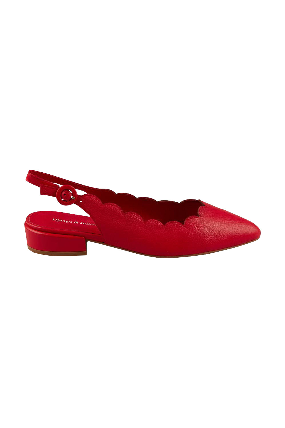 Product shot of the Elgins Leather Ballet in colour Red (Red), from the front