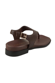 Product shot of the Enyo Leather Flat in colour Chocolate, from the back
