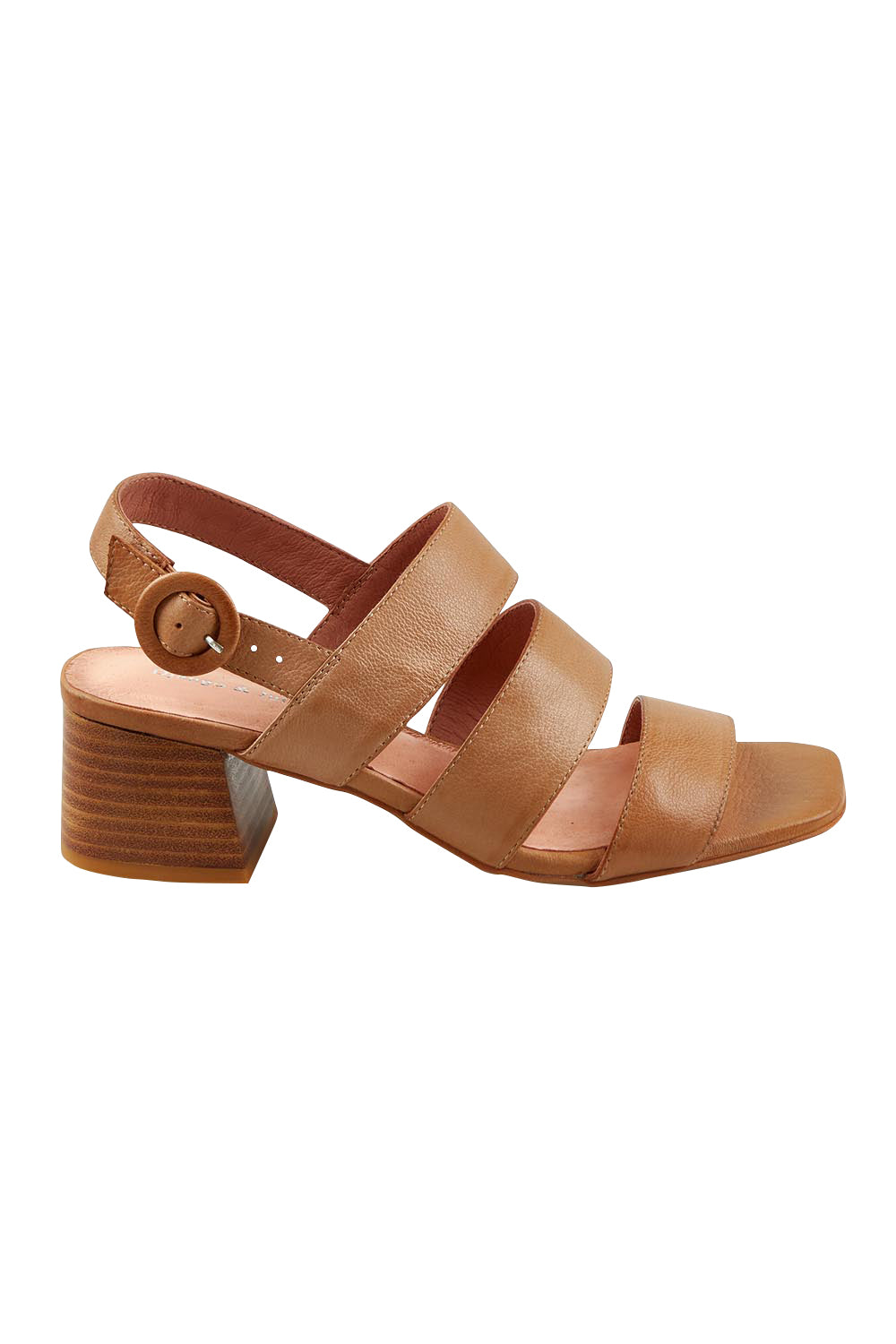Product shot of the Felicio Leather Heel in colour Cognac, from the front