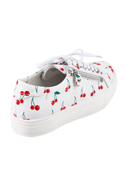 Product shot of the Froggy Leather Sneaker - Cherry in colour Cherry, from the back