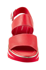 Product shot of the Hecon Leather Flatform in colour Red (Red), detail