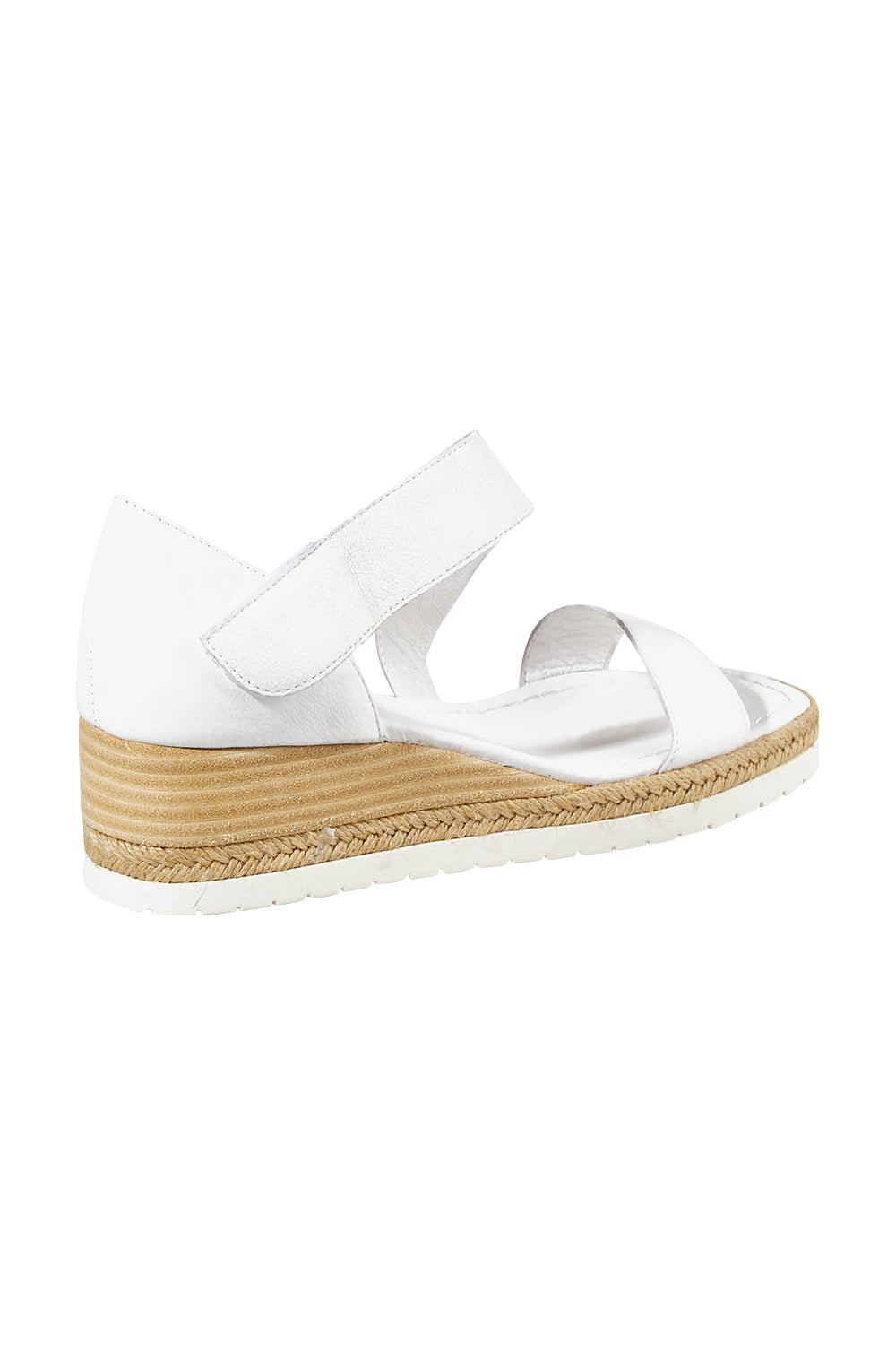 Product shot of the Inori Leather Wedge in colour White (White), from the back