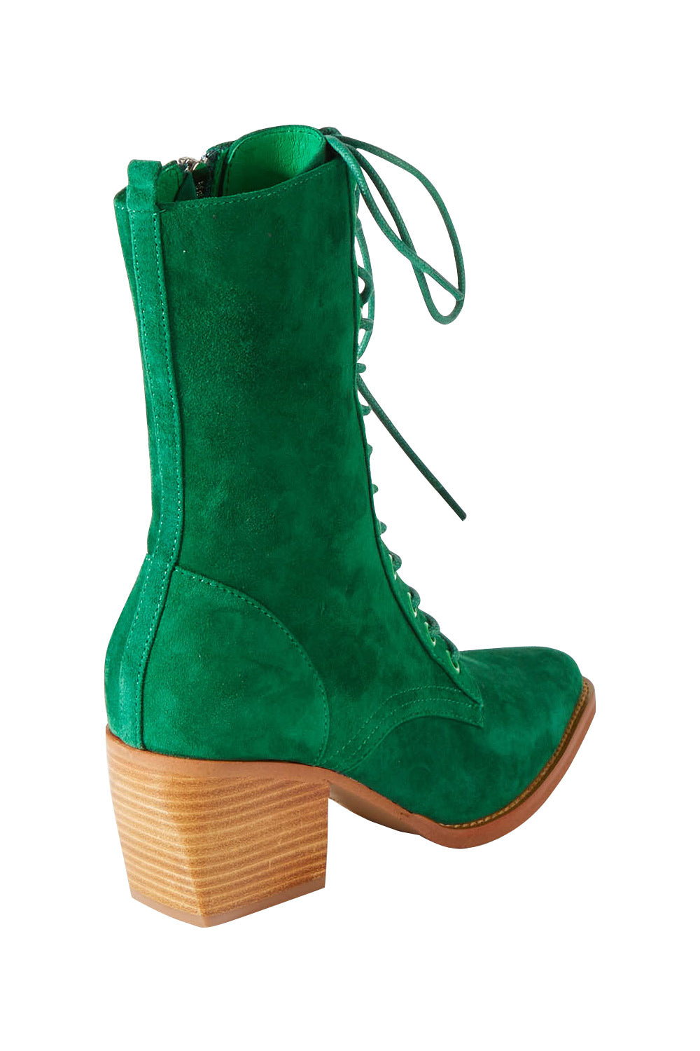 Product shot of the Major Suede Lace Up Boot in colour Dkemerald (Green), from the back