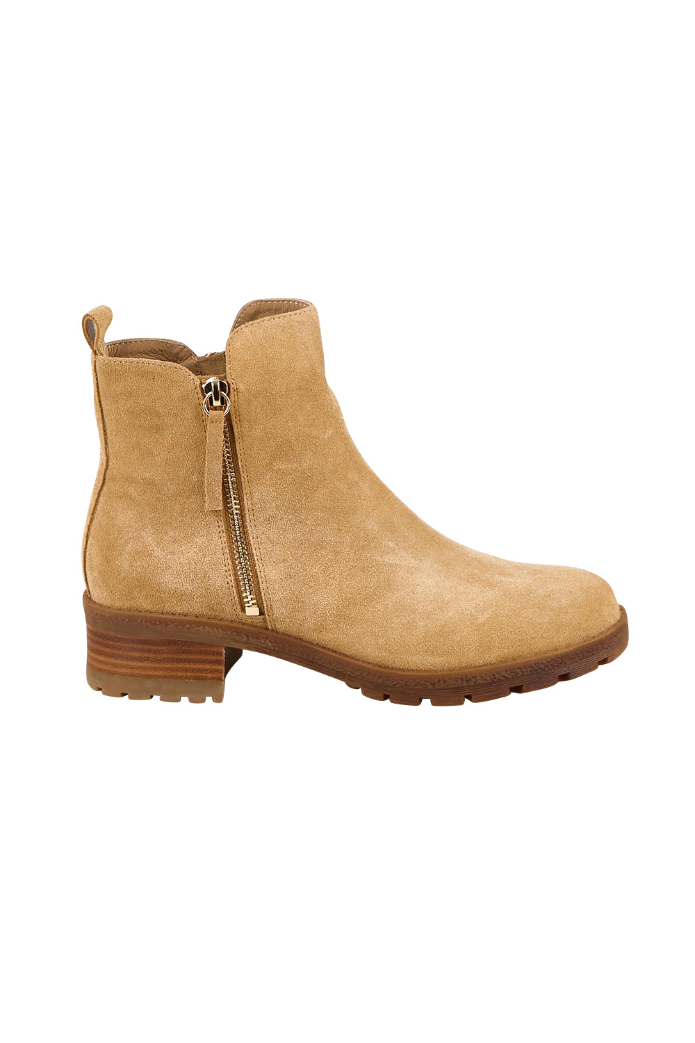 Product shot of the Marlieso Suede Ankle Boot - Ltchocsuede in colour Ltchocsuede, from the front
