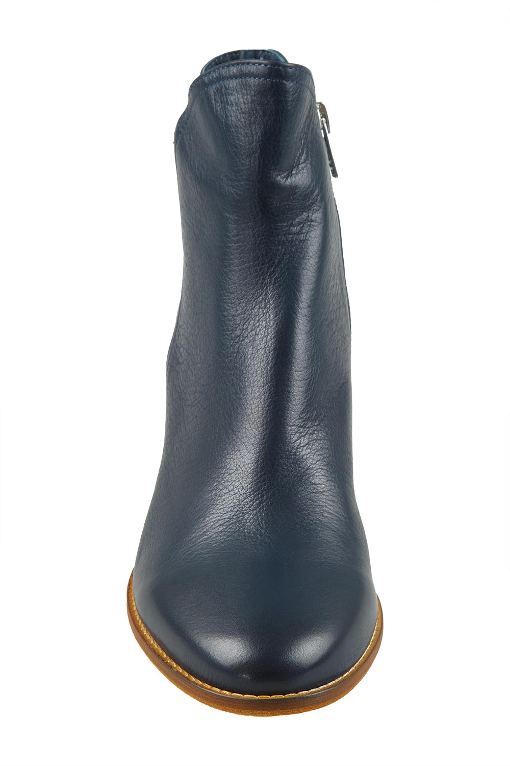 Product shot of the Mockas Ankle Boot in colour Navyleath (Blue), detail