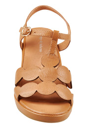 Product shot of the Nayad Leather Heel in colour Darktan, detail