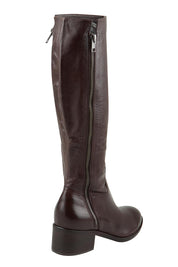 Product shot of the Pector Leather Knee Boot in colour Chocolate, from the back
