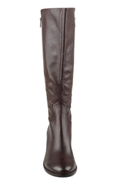 Product shot of the Pector Leather Knee Boot in colour Chocolate, detail