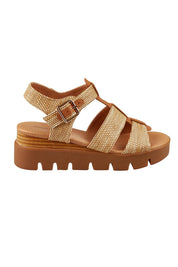 Product shot of the Rhodesy Leather Wedge in colour Coffeedkta, from the front