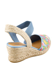 Product shot of the Rotem Embroidered Espadrille - Bluegelato in colour Bluegelato, from the back