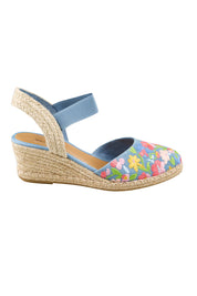 Product shot of the Rotem Embroidered Espadrille - Bluegelato in colour Bluegelato, from the front
