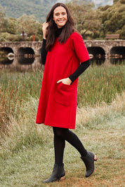 A model wearing size 38 of the Sadore Boot in colour Black (Black), from the front, showing the whole outfit