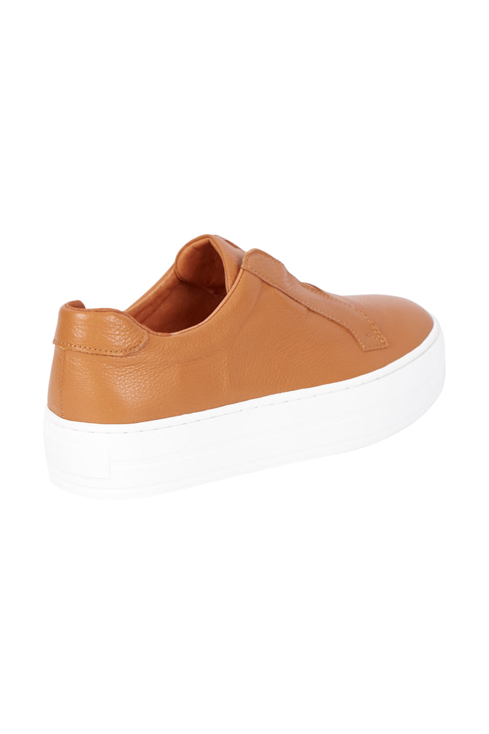Product shot of the Shia Leather Pull On Sneaker in colour Scotch, from the back