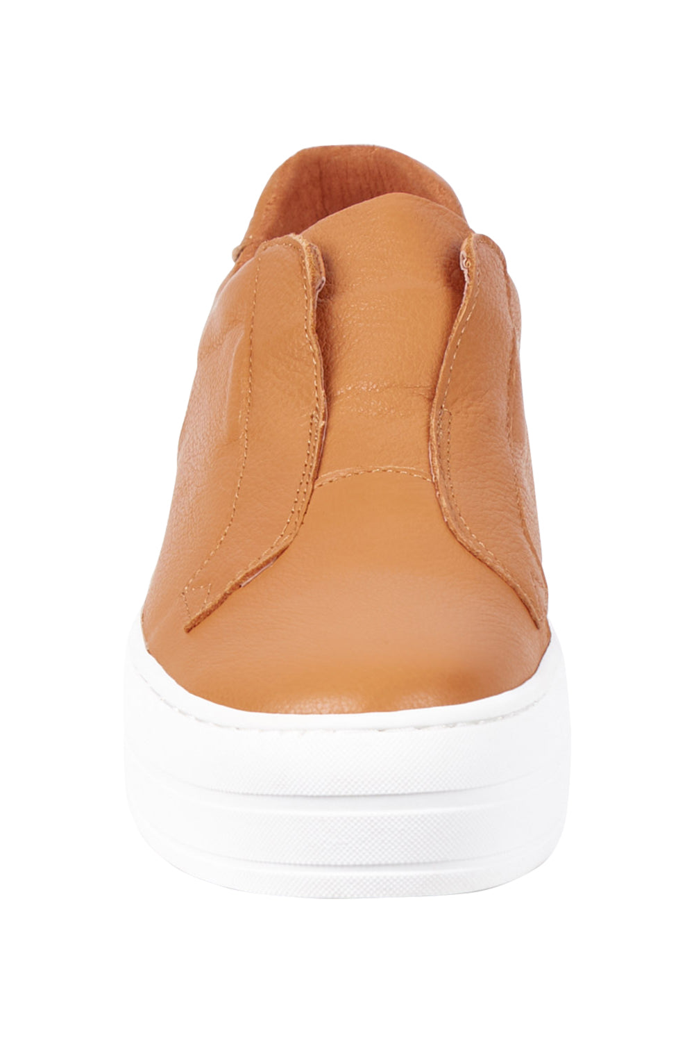 Product shot of the Shia Leather Pull On Sneaker in colour Scotch, detail