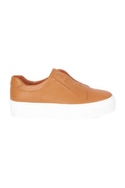 Product shot of the Shia Leather Pull On Sneaker in colour Scotch, from the front