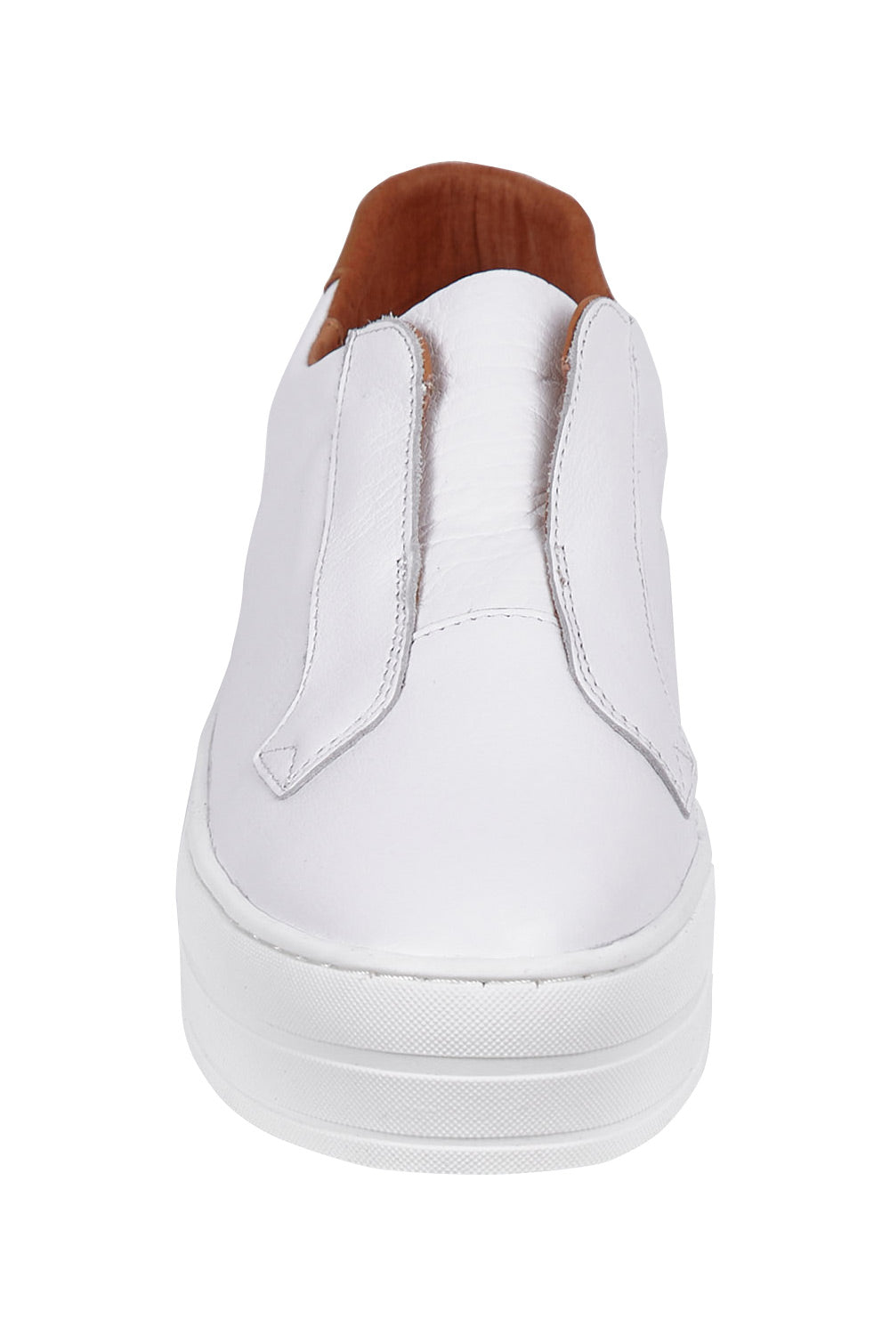 Product shot of the Shia Leather Pull On Sneaker in colour Whitescotc (White), detail