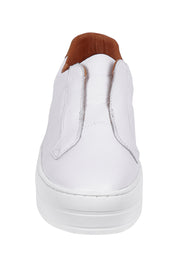 Product shot of the Shia Leather Pull On Sneaker in colour Whitescotc (White), detail
