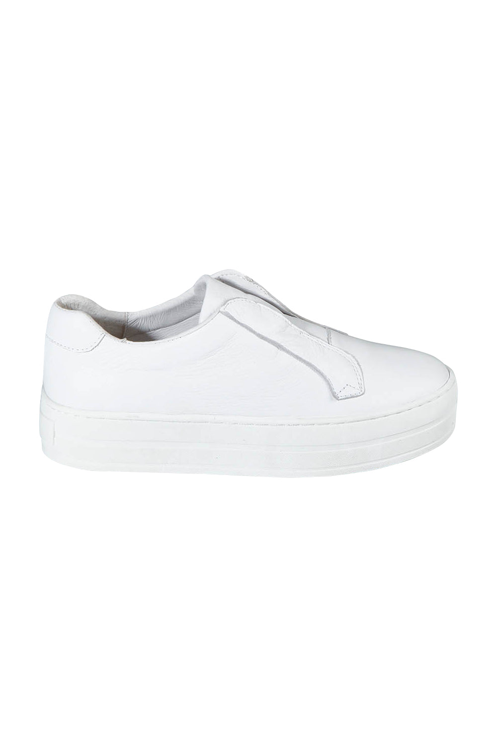 Product shot of the Shia Leather Pull On Sneaker in colour Whitewhite (White), from the front