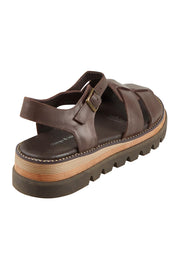 Product shot of the Simm Leather Flatform in colour Chocolate, from the back