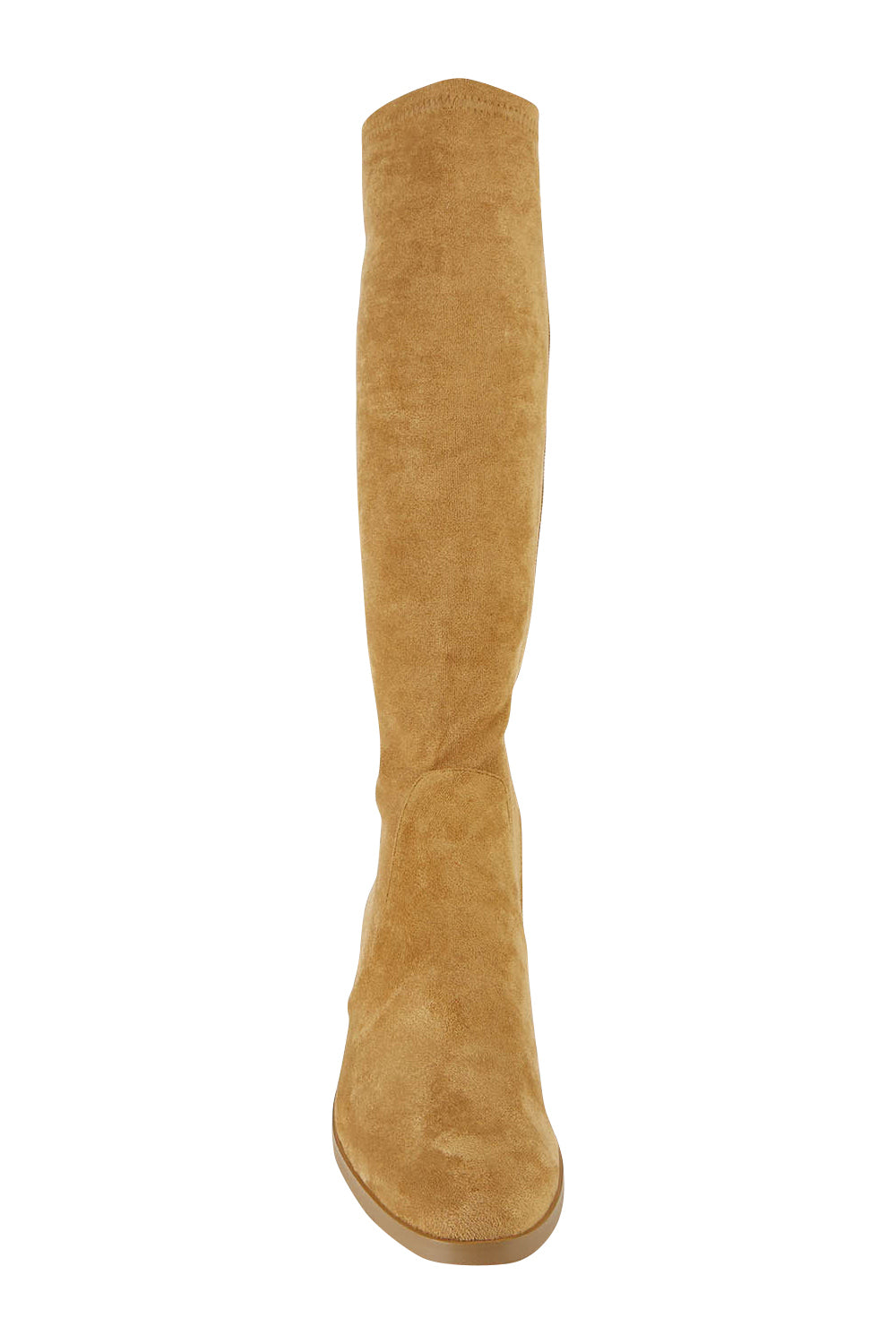 Product shot of the Timothie Microsuede Calf Boot in colour Camelstret, detail