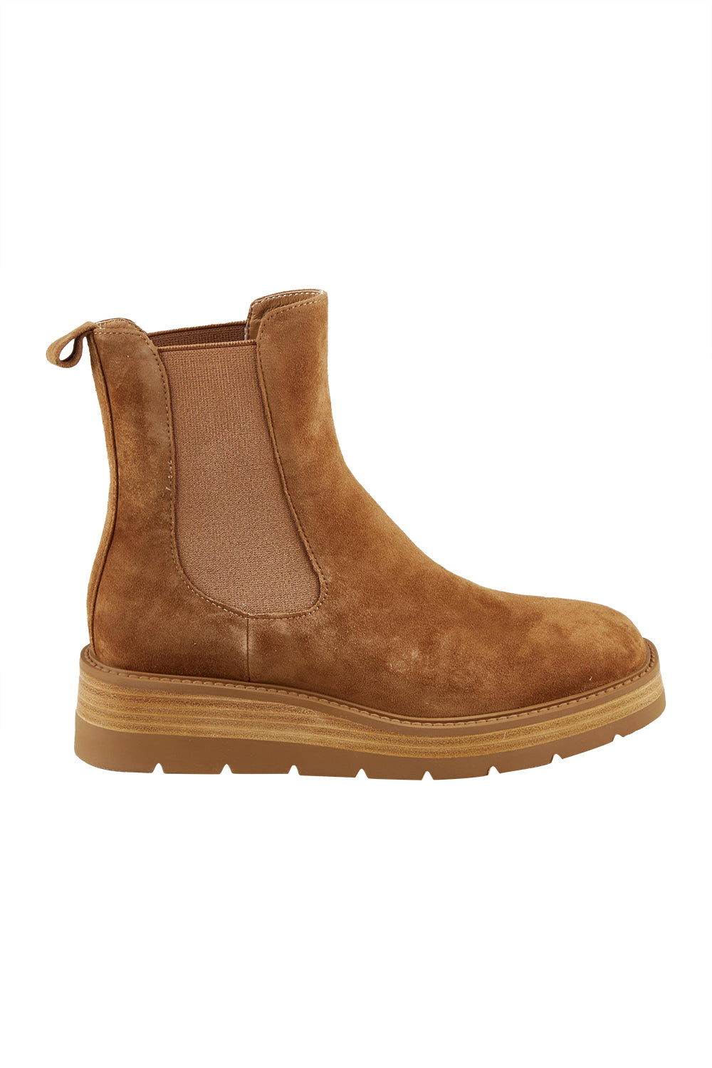Product shot of the Toovi Leather Ankle Boot in colour Nutmegnat, from the front